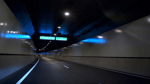 Inside the Airport link tunnel in Brisbane. 
