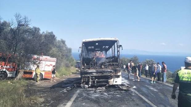 A bus full of Australian and New Zealand travellers burst into flames in Turkey. 