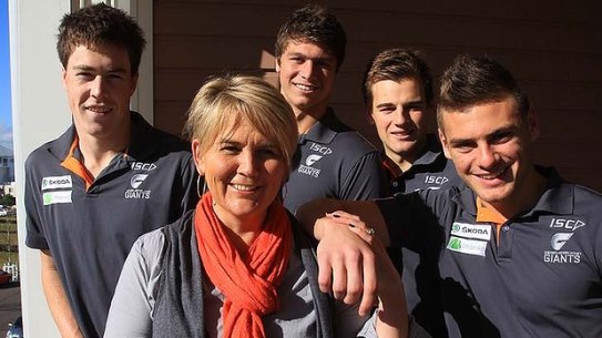 Melissa Lambert with Giants players.
Jeremy Cameron, Jonathon Patton, Don Tyson and Stephen Coniglio in 2012.