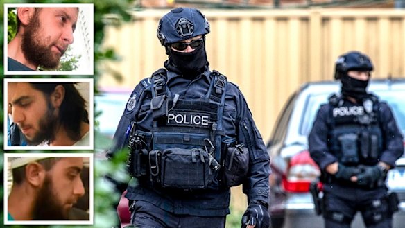 Three men were arrested and charged with terror offences on Tuesday, less than a fortnight after the fatal attack on Bourke Street. 