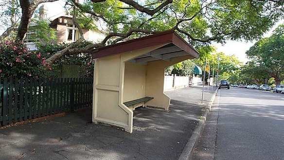 The Hunters Hill bus stop where Terrence John Leary stabbed and tried to rape a woman.