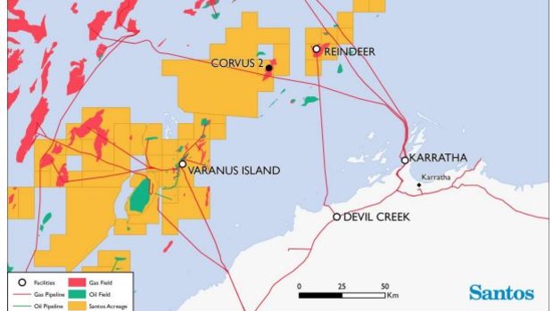 Santos's Corvus-2 gas find is close to connection points to gas plants.