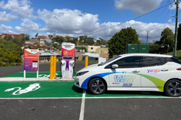 The latest electric car charging centre at Gympie which opened this week.