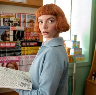 Popular when everyone had to stay home for entertainment: Anya Taylor-Joy in The Queen's Gambit.