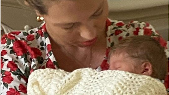 Carrie Symonds, the fiancée of UK Prime Minister Boris Johnson, holds their first son Wilfred Lawrie Nicholas Johnson.