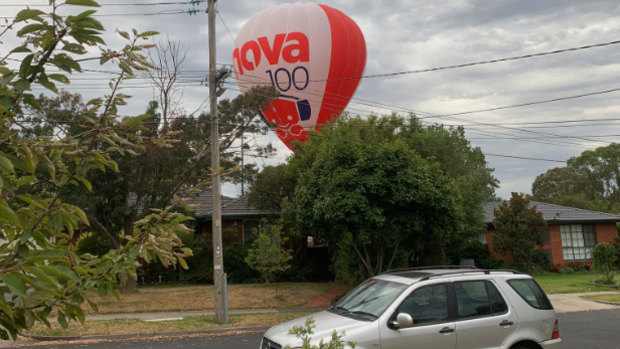 One of the balloons just before it landed in Terrara Park.