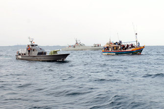 A picture supplied by the Sri Lankan navy of an alleged asylum seeker boat bound for Australia earlier this month.
