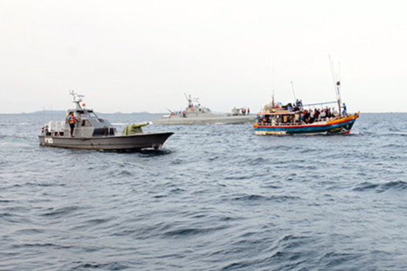 A picture supplied by the Sri Lankan navy of an alleged asylum seeker boat bound for Australia earlier this month.
