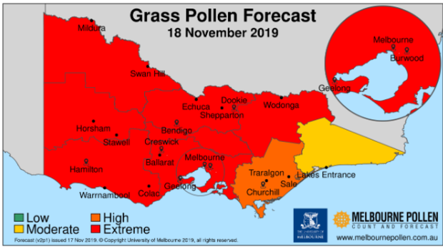 Monday's pollen warning.