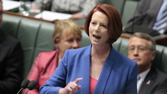 Julia Gillard makes her "misogyny speech', one of the signature moments of her prime ministership.
