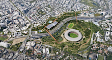 Early works have begun at the site of Brisbane Stadium but it’s a long way off looking like this artist’s impression.