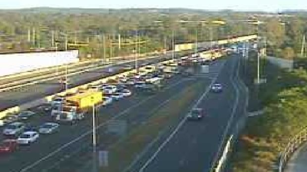 The view on a north-facing traffic camera on the M1 at Daisy Hill, very close to the crash scene, just after 7am.