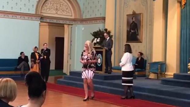 Nicola Gobbo receives the Premier's Volunteer Champions leadership award in September last year.