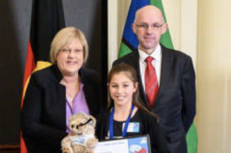 Marty Smyth with then emergency services minister Lisa Neville at an award ceremony in 2019.
