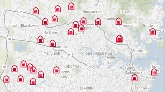 Public schools with the highest populations of students are concentrated in the north-west and south-west of Sydney.