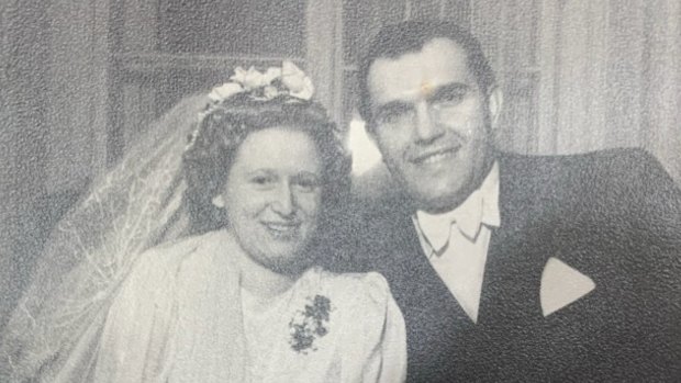 Anita and Harry Shafar on their wedding day in Vienna.