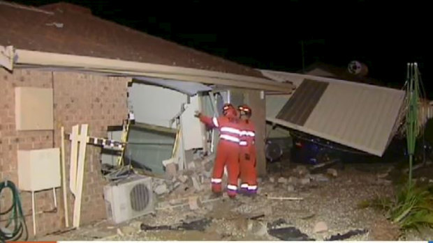 The car crashed through the Gosnells home on Sunday night 