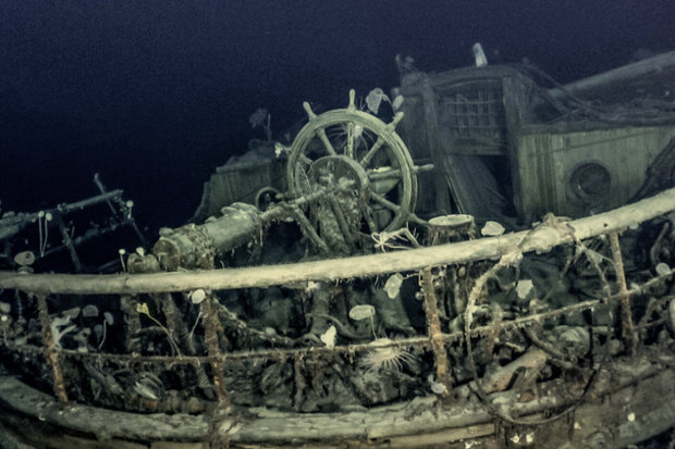 The sunken Endurance at the bottom of the Weddell Sea in Antarctica. 
