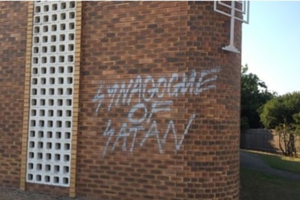 Graffiti outside a Brisbane synogogue in September 2019.