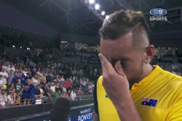 An emotional Nick Kyrgios speaking about Canberra's air quality.