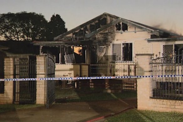 The burnt-out remains of the Toowoomba house.