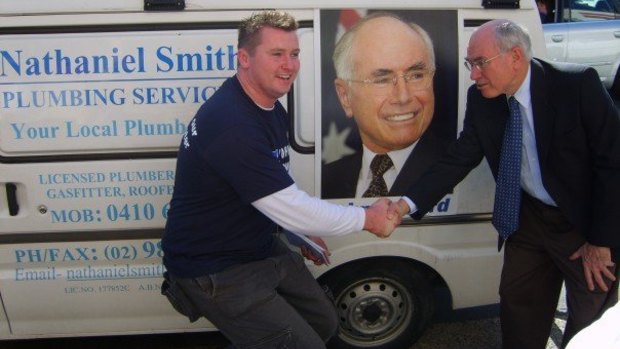 Preselection winner: Then Kogarah councillor Nathaniel Smith with former prime minister John Howard.