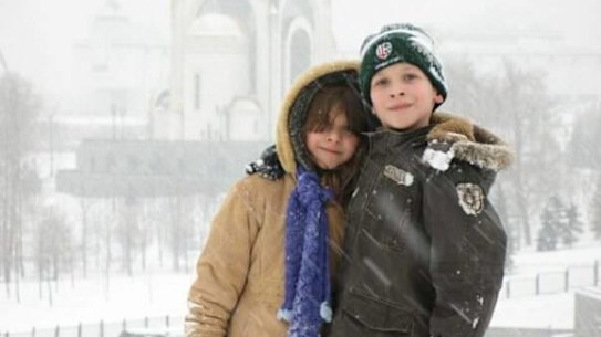 Anya and Michael in their first Moscow winter, 2006