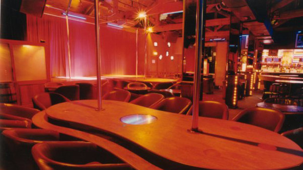 The pole dancing area at the club's former premises.