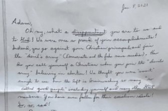 Letter to Representative Adam Kinzinger, denouncing him for voting to impeach Donald Trump.