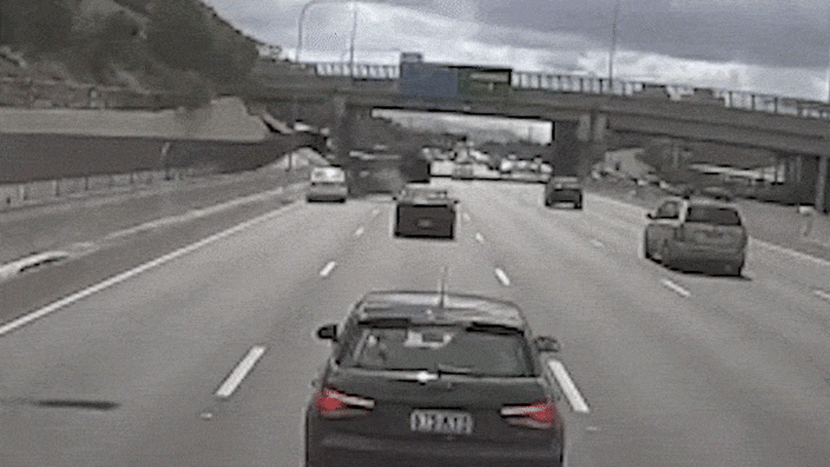 Dramatic dash cam shows SUV flip and roll across M1