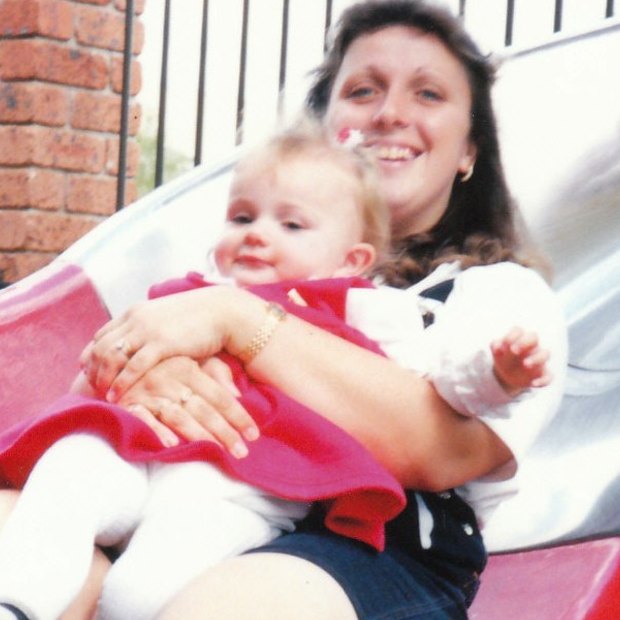 Courtney as a one-year-old with her mother, Leesa.