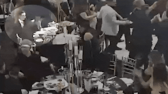 Interaction between Matthew Guy and Moira Deeming at a Macedonian community event last month.