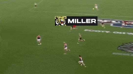 Richmond’s Ben Miller was penalised for failing to stand in the Anzac Day eve clash with Melbourne.