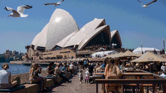 GIF -Generic Opera House Daily life for 50th birthday celebrations. Friday 20th October 2023 AFR photo Louie Douvis
Generic Opera House Daily life for 50th birthday celebrations. Friday 20th October 2023 AFR photo Louie Douvis
Generic Opera House Daily life for 50th birthday celebrations. Friday 20th October 2023 AFR photo Louie Douvis
A pair of seagulls welcomes people as they funnel through barriers at the Opera House on Saturday, October 21, 2023. The building opens to the public as part of the 50th birthday celebrations held over the weekend. Photo: Nikki Short / The Sydney Morning Herald
(L to R) Stephen Coburn, Kristin Coburn and Daniel Coburn in front of their father John CoburnÕs artwork Curtain of The Sun on Saturday, October 21, 2023. The curtain has been rehung as part of the Opera HouseÕs 50th birthday celebrations held over the weekend. Photo: Nikki Short / The Sydney Morning Herald
