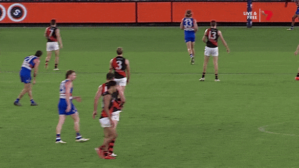 Liberatore’s surprising fall during the Bulldog’s defeat to Essendon. He later said he was fine.