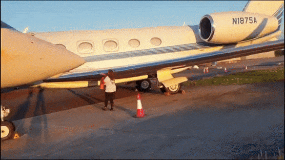 Two activists from Just Stop Oil target private jets with spray-paint at a London airport.