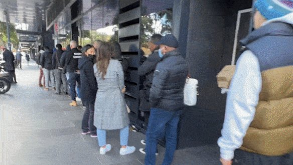 Melbourne on Monday: Long queues at the Australian Passport Office, Collins Square, snake outside onto the footpath and around the block.