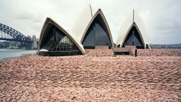 Some 5000 people naked on the steps of the Opera House in 2010.