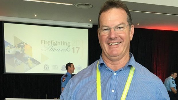 Will Carmody at the Association of Volunteer Bush Fire Brigades' 2017 awards. He was awarded for his exceptional leadership of the Cascades brigade.
