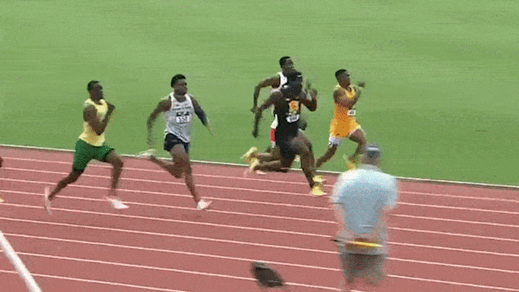 Australian sprinter Eddie Nketia after finishing a race