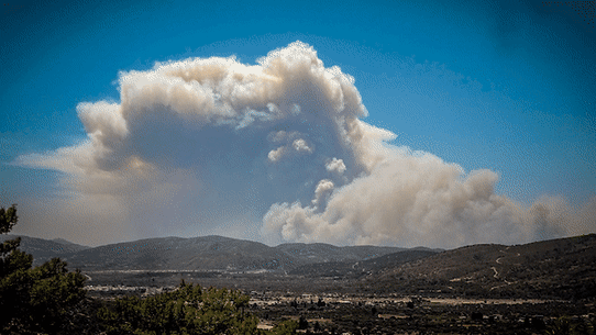 Bush fires in Greece.