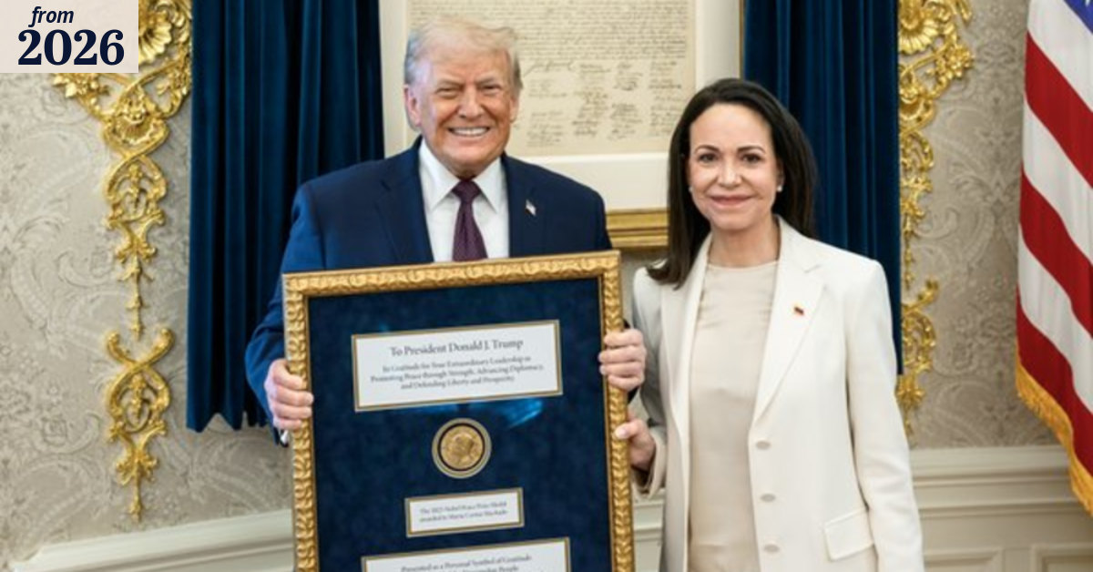 Trump accepts Nobel Prize medal from Venezuelan opposition leader Maria ...