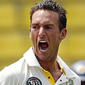 Australia’s bowler Trent Copeland celebrates after taking a wicket in Sri Lanka in 2011.