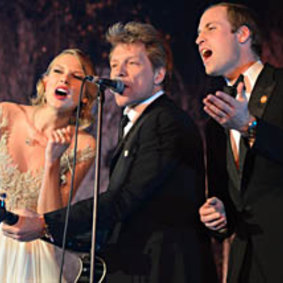 In 2013, Taylor Swift, Jon Bon Jovi and Prince William sang at a charity event. 