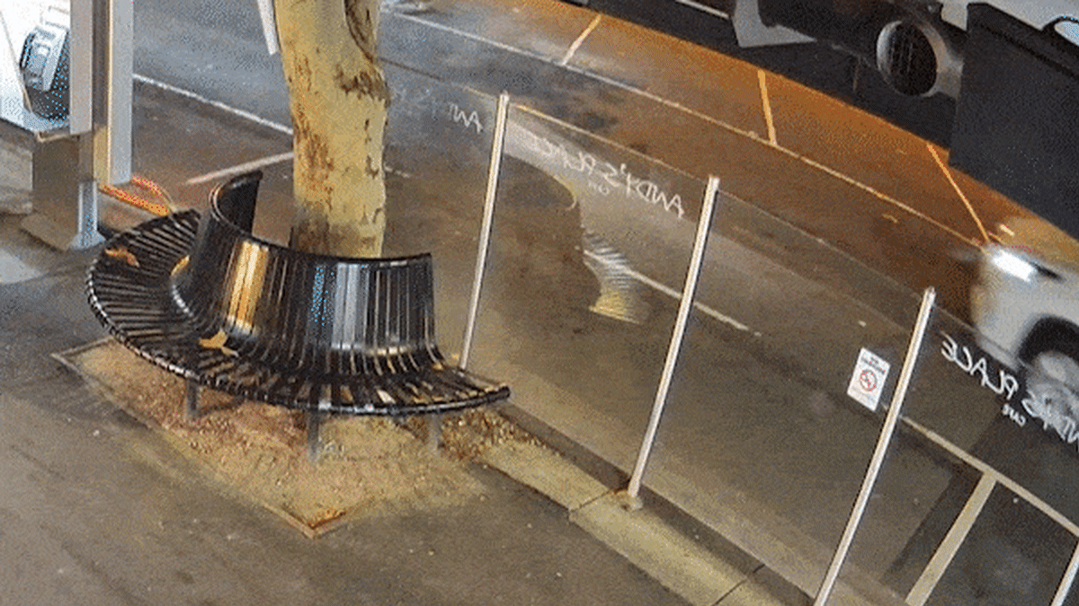 Damage to the Essendon North cafe after multiple shots were fired