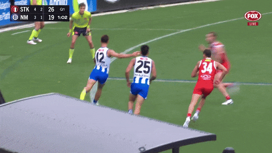 Jimmy Webster is in trouble for this bump on Jy Simpkin.