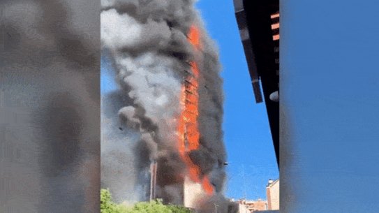 Italian firefighters battled a high-rise blaze in Milan.
