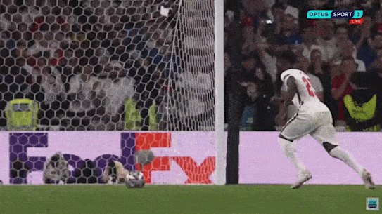 Bukayo Saka misses the decisive penalty for England in the Euro 2020 final at Wembley.