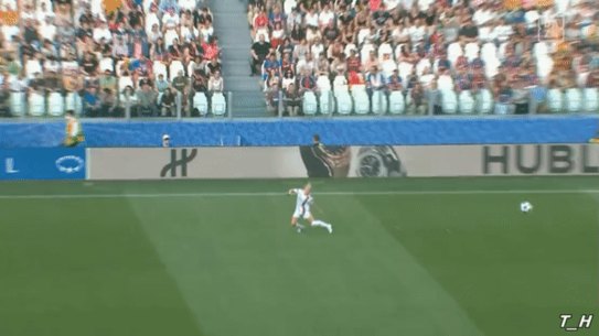 Ellie Carpenter goes down in the Champions League final.