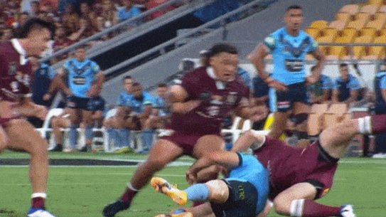 Queensland forward Jai Arrow was criticised for picking up James Tedesco and dropping him after the NSW captain was knocked out.
